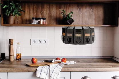 Kitchen Art Spice Rack Select-A-Spice Auto-Measure Carousel 12 Compartments Black 8.75 x 8.75 x 6 inches