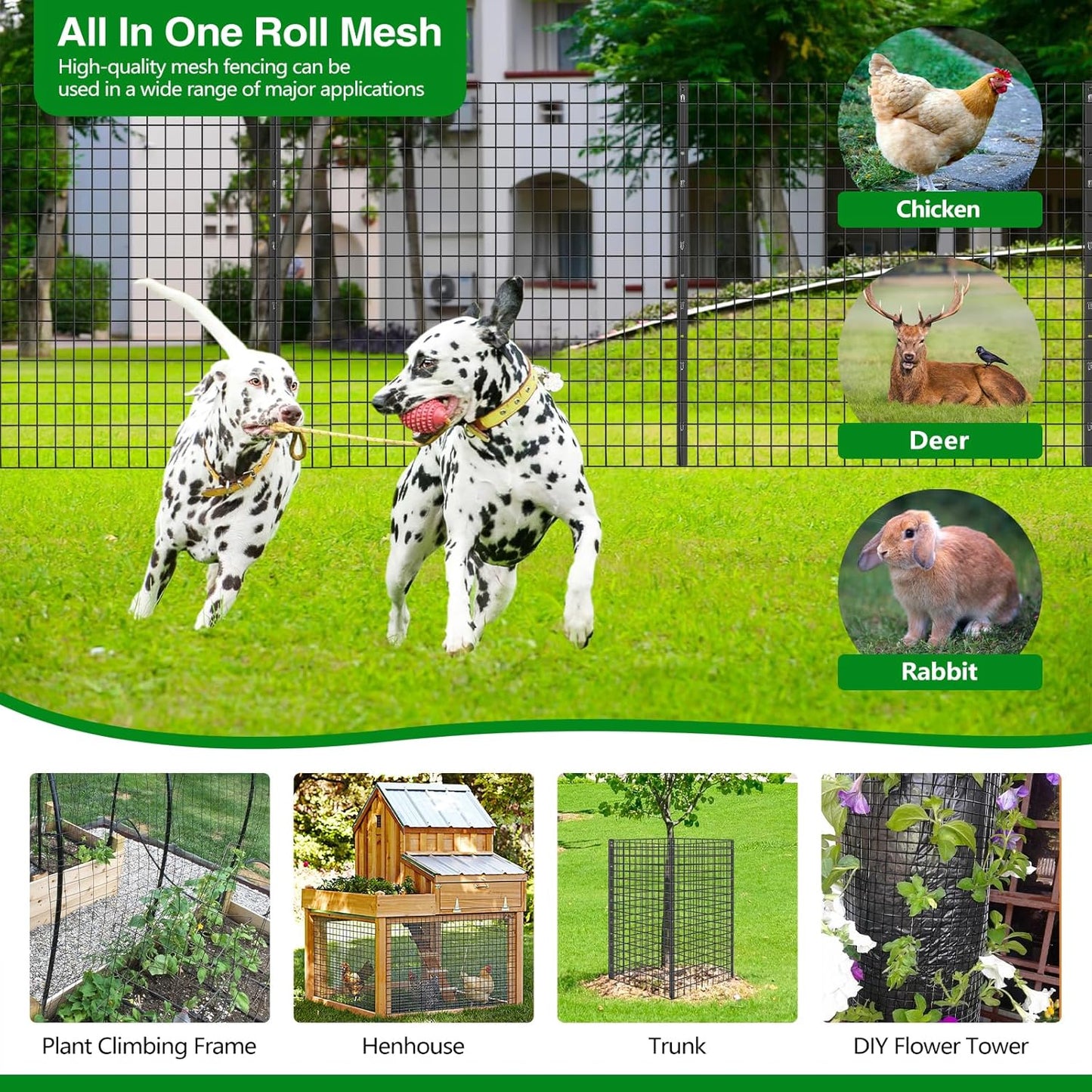 Wire Fence, 48 in(H) X 50 ft(L) PVC Coated Welded Wire Fencing 2" X 2" 16GA Garden Border Vinyl Metal Chicken Wire Fencing Mesh Roll for Yard Vegetable Plant Protection Poultry Netting Black