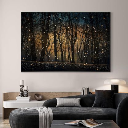 SIGNWIN 46"x72" Extra Large Framed Wall Art Magical Firefly Night Forest, Enchanted Woodland Scene for Home Living Room Bedroom Decor (Frame Assembly Required)