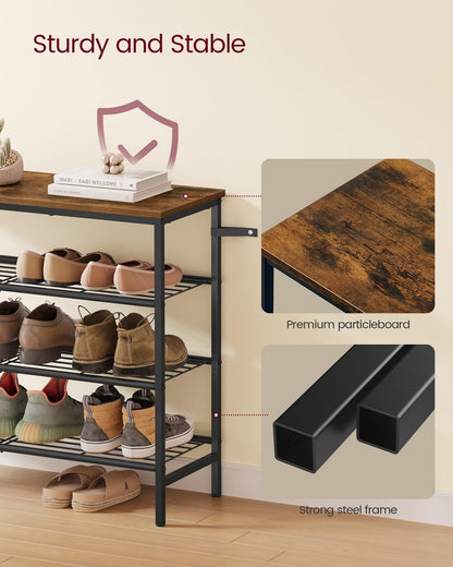VASAGLE Shoe Rack, Shoe Storage Rack for Closet, Entryway, Living Room, Free Standing Metal