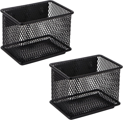 Black Magnetic Basket Set of 2, Refrigerator Basket, Magnetic Baskets Heavy Duty, Magnetic Locker Organizer Holder for Whiteboard Office, 3.42'' × 2.36'' × 2.55''