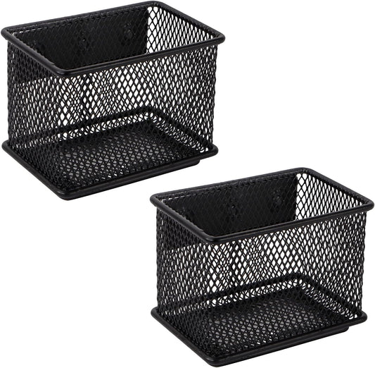 Black Magnetic Basket Set of 2, Refrigerator Basket, Magnetic Baskets Heavy Duty, Magnetic Locker Organizer Holder for Whiteboard Office, 3.42'' × 2.36'' × 2.55''