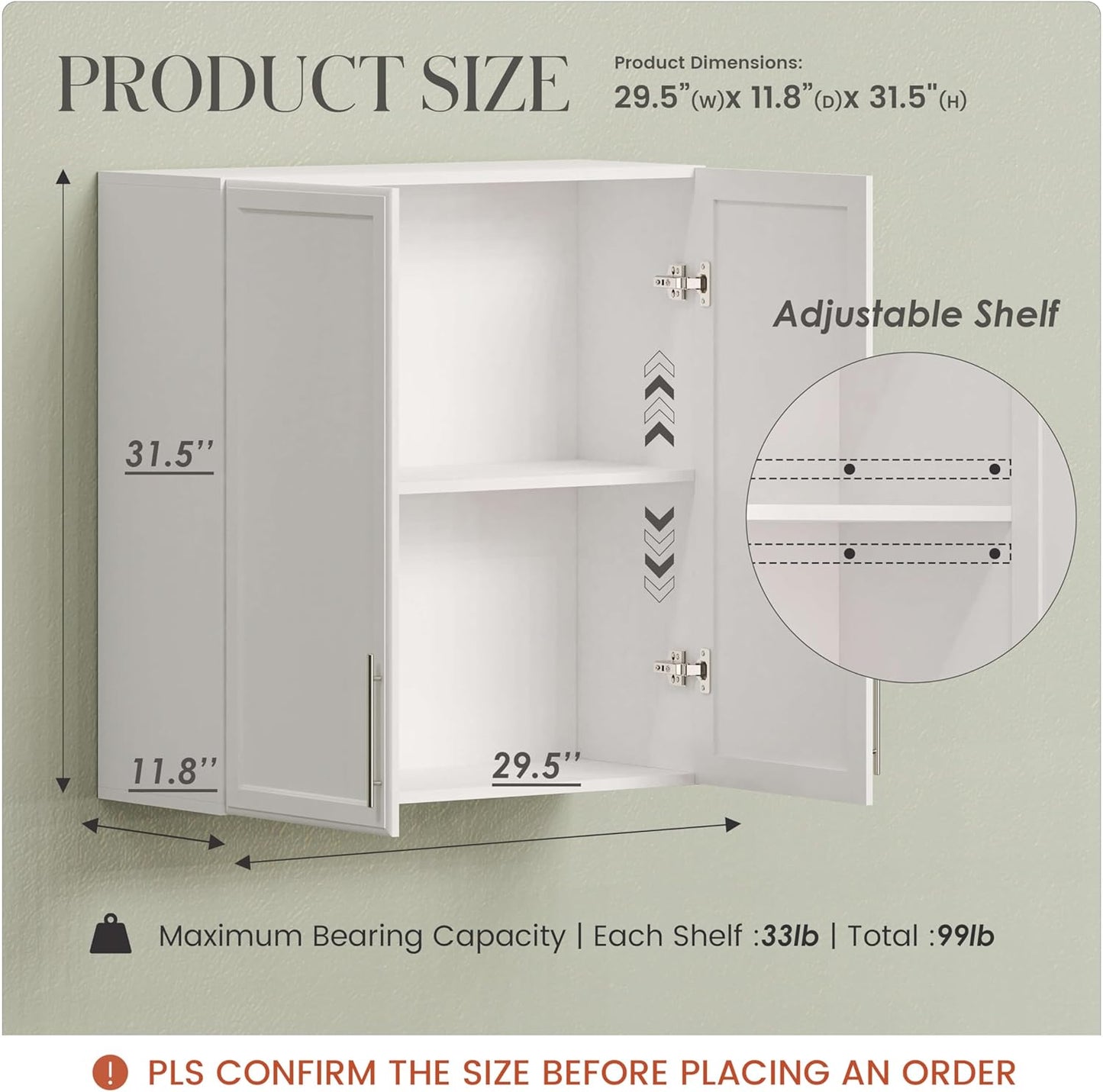 FIMELLO 30" Laundry Room Cabinets Wall Mounted,White