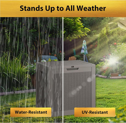 NUNU LAB 31 Gallon Outdoor Storage Box Waterproof,Indoor Outside Deck Boxes,Backyard Storage Bin For Package Delivery,Garden Tools,Patio Cushions,Pool Accessories,Storage Bench Lockable Lid