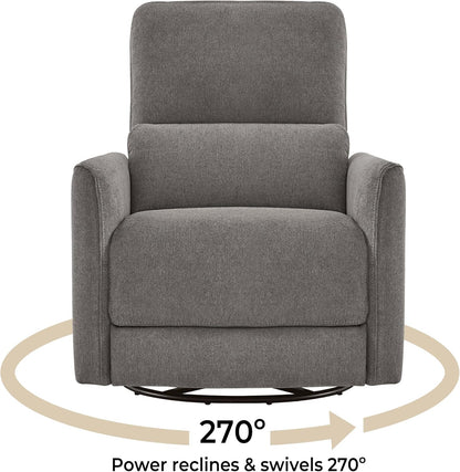 CHITA Power Recliner Chair Swivel Glider, FSC Certified Fabric Living Room Reclining Sofa Chair with Lumbar Support, Metal Grey