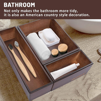 Bamboo Drawer Organizer - Kitchen Utensil Organizer Silverware Tray Cutlery Holder，Office Desk Supplies and Accessories,8.9 * 5.9 * 2.6,Nut-brown