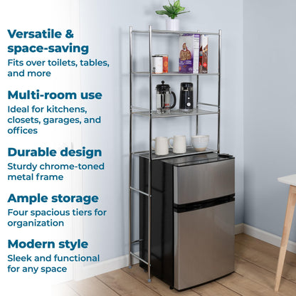 Honey-Can-Do 4-Tier Over-The-Toilet Storage Shelf - Space-Saving Steel Bathroom Restroom Organizer