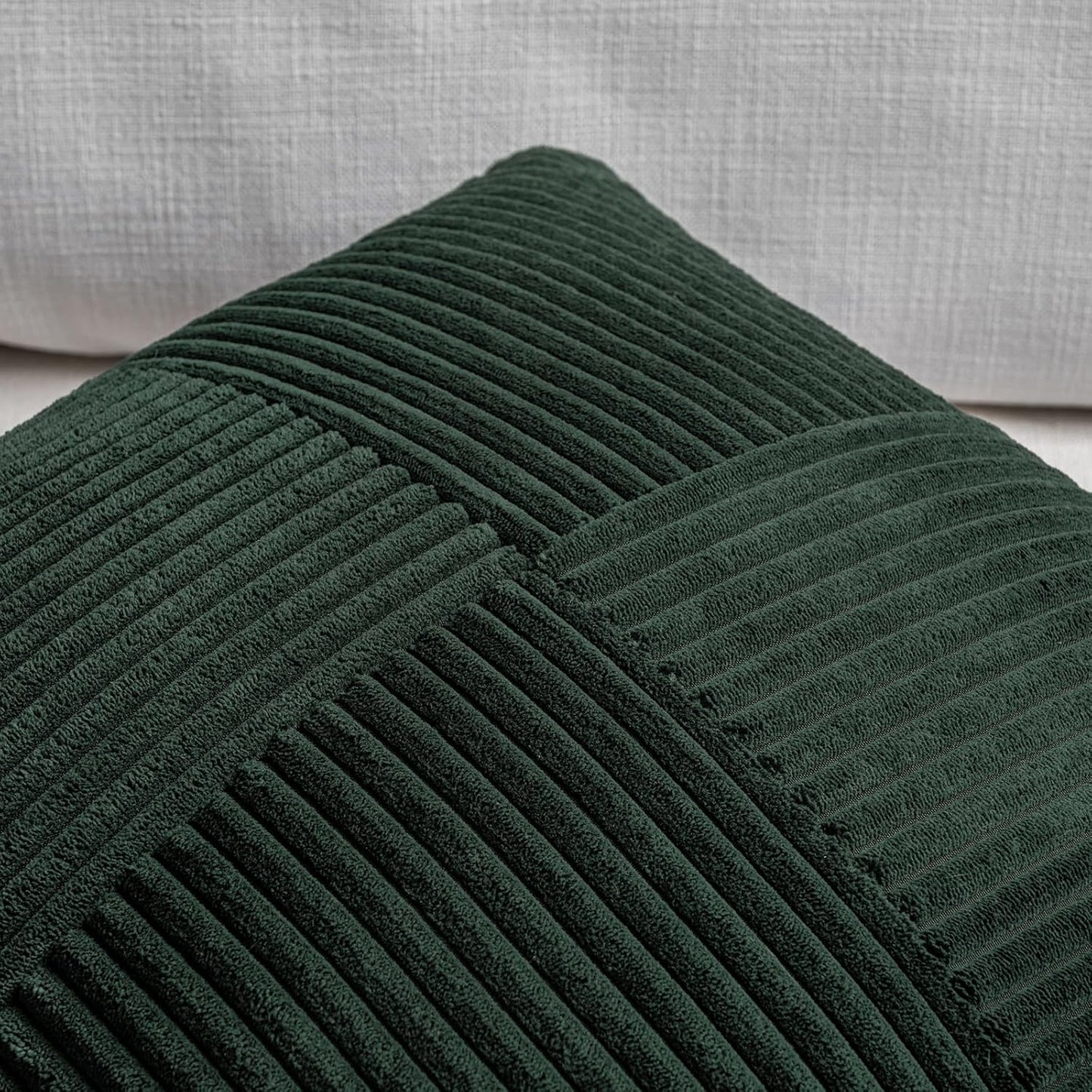 Fancy Homi Set of 2 Dark Green Boho Long Lumbar Body Decorative Throw Pillow Cover 14x36 Inch for Bed Couch Bedroom Bench, Soft Patchwork Corduroy Textured Pillow Case, Rustic Farmhouse Room Decor