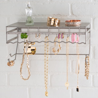Simplify Wall Mounted Jewelry Organizer | Dimensions: 14.6"x 3.9"x 7.5" | 1 Tier | Home