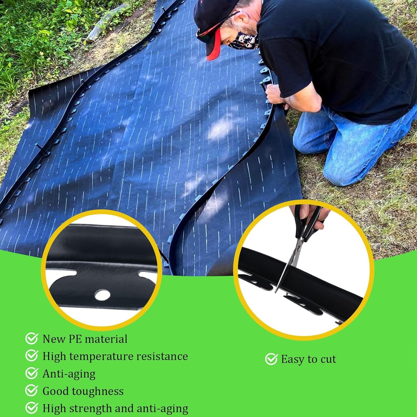 Landscape Edging 2 Inch Tall 100 FT, Garden Edging Border with 5 Pcs Connectors and 60 Pcs Anchoring Spikes for Garden Flower Beds Yard Lawn