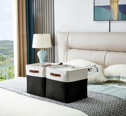 DECOMOMO Storage Cubes, 11x11 Cube Storage Bins, Baskets for Shelves (Black & White, Cube 11" - 4 Pack)