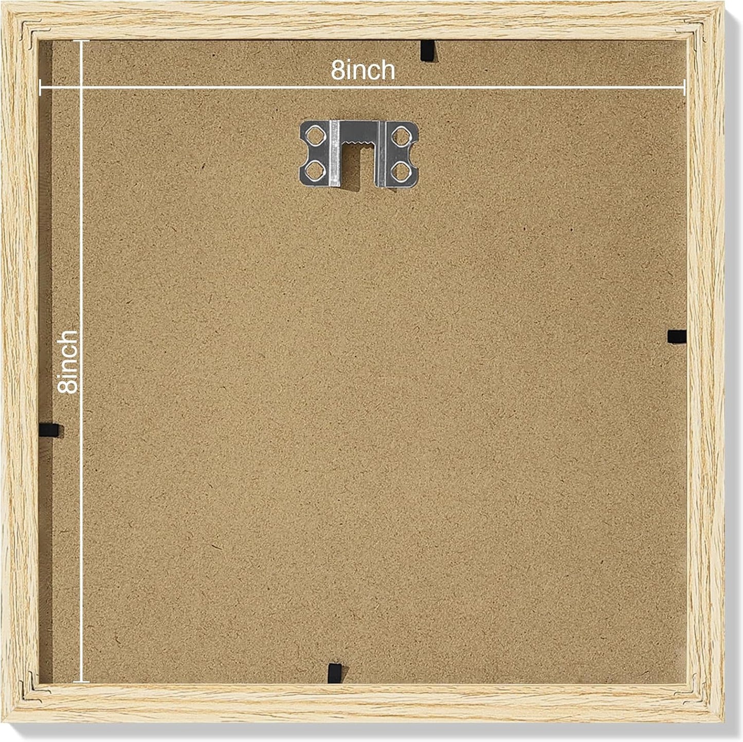 Vittanly 8x8 Picture Frames Set of 9, Shatter Resistant Plexiglass, Display 4x4 Pictures with Mat or 8x8 without Mat, Photo Frames for Wall Mount, Engineered Wood, OAK