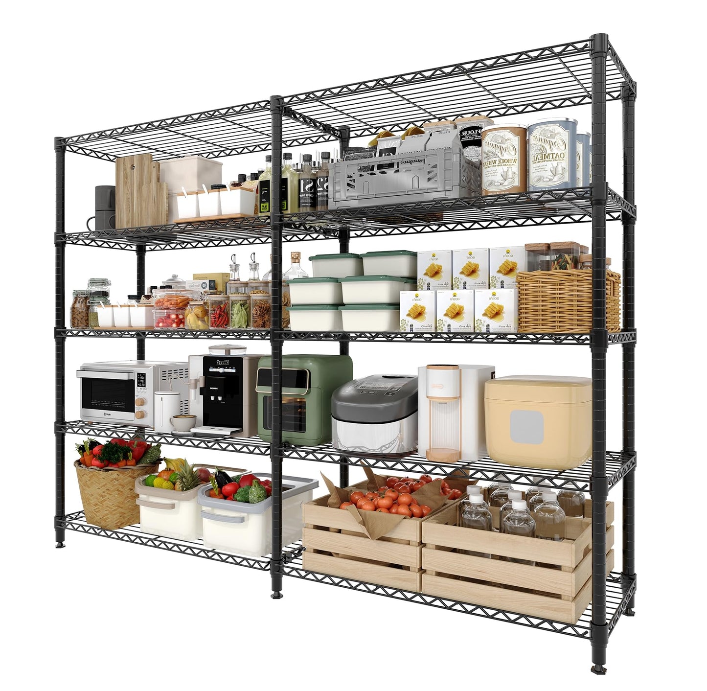 PeacefulHues 5-Tier Storage Shelves Heavy Duty Wire Shelving Unit, 70" H Metal Shelving Pantry
