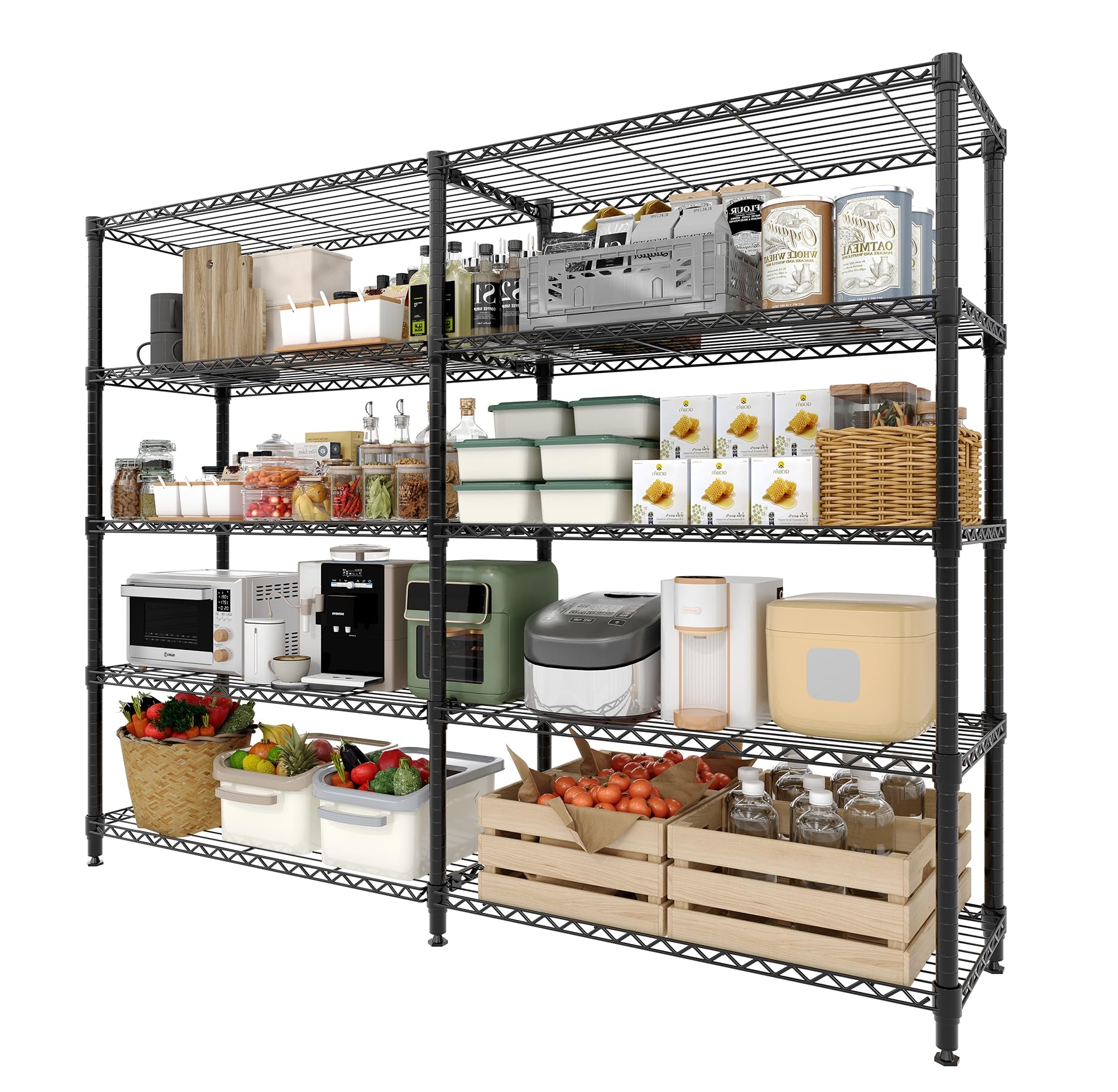 PeacefulHues 5-Tier Storage Shelves Heavy Duty Wire Shelving Unit, 70" H Metal Shelving Pantry