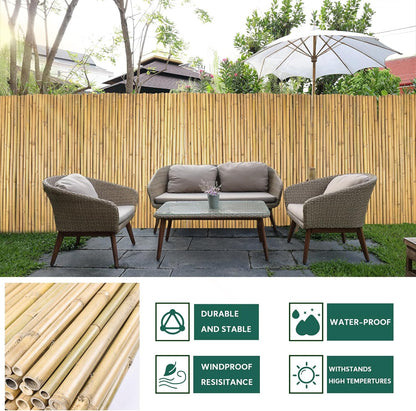 Natural Bamboo Fence 3ft H x 8ft L x 0.7In D, Eco-Friendly Privacy Fence for Outdoor Wall, Garden, Yard, Pool, Patio, Decorative Bamboo Fencing