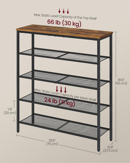 VASAGLE 5-Tier Shoe Rack, Large Shoe Storage Organizer for Closet, Entryway, 18-24 Pairs, with 4