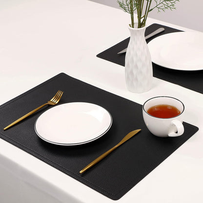 Set of 6 Faux Leather Placemats, PU Table Mats, Waterproof, Stain Resistant, Heat Resistant, Non-Slip Easy to Clean for Kitchen Dining Table,Conference Table