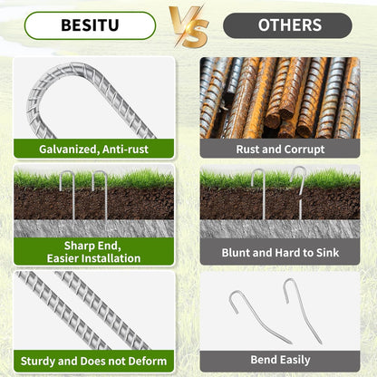 12 Inch Ground Stakes Heavy Duty J Hook 30-Pack Metal Spikes Galvanized Ground Hooks Anchors Rebar Ground Stakes for Fence Tent Gazbo Bounce House and Outdoor Decorations Inflatables