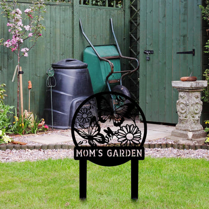 Personalized Butterfly Garden Metal Sign with Stake, Custom Address Plaque Yard Name Sign, Farmhouse Decorations