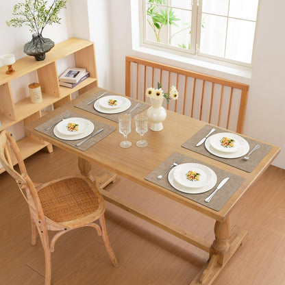 FROMHEART Faux Leather Placemats Set of 6–Waterproof,Heat/Oil Stain-Resistant PU Table Mat–Reversible,Non-Slip,Easy to Clean Place Mats for Kitchen,Dining,Indoor/Outdoor,(Light Coffee,11.8" x 17")