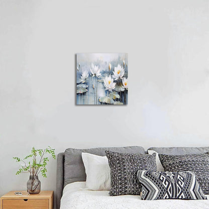 TAIJXAGSG Modern Canvas Wall Art Decor Prints Paintings Wall Decorations White Flowers Artwork for Bedroom Kitchen Office Decor 13"×13" bathroom decor wall