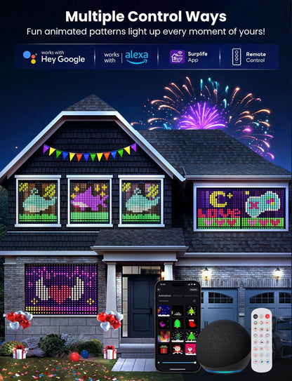 Smart LED Curtain Lights, RGB+IC Color Changing Holiday Wall Lights, 3.3x3.3ft 400 LEDs, Indoor Dynamic DIY String Lights, APP Remote Control, for Bedroom, Living Room, Window Decor, Party, Wedding