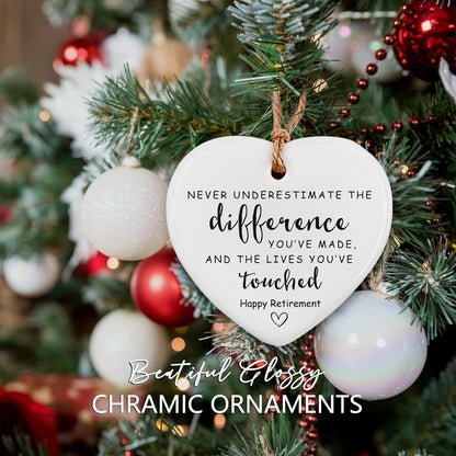 10 Pcs Retirement Gifts for Woman Men,Never Underestimate The Difference You Made Ceramic Ornament Happy Retirement Going Away Gift Leaving Gifts for Coworker,Boss,Nurse,Teacher,Friend,Mom
