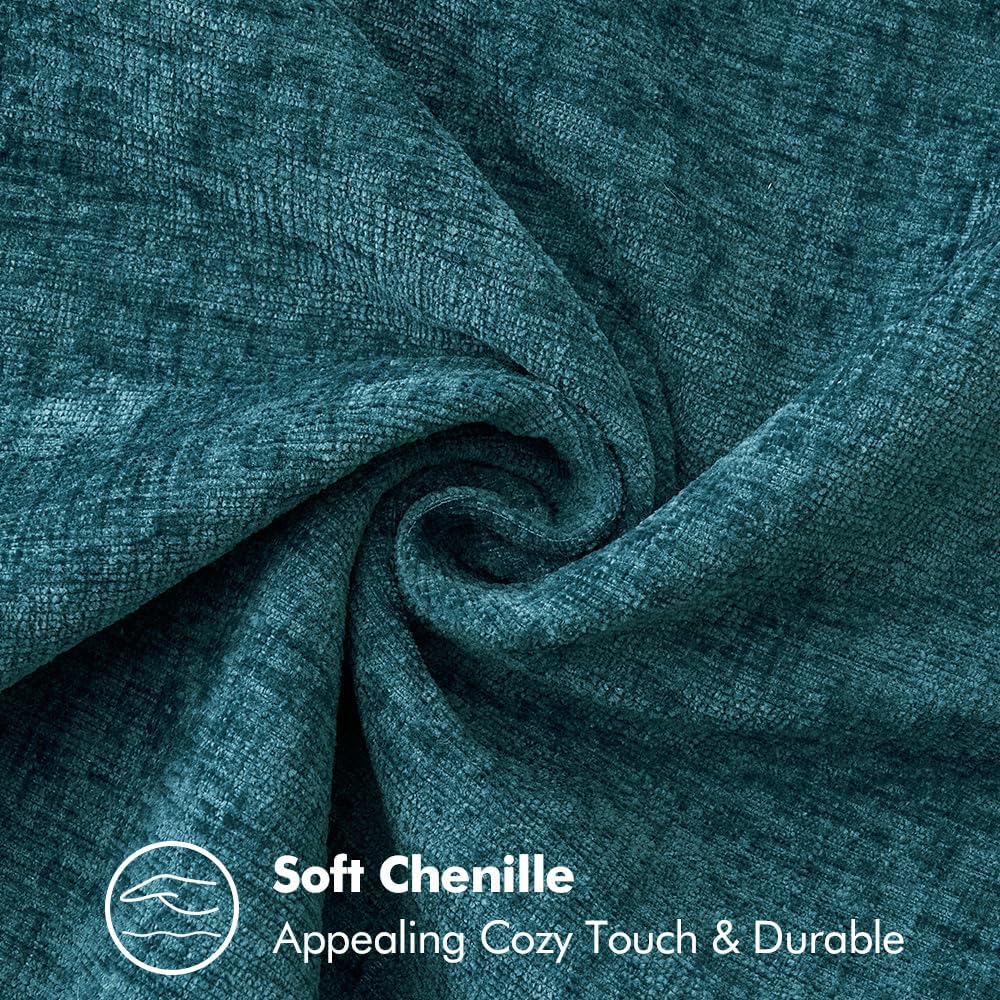 MIULEE Pack of 2 Couch Throw Pillow Covers 16x16 Inch Dark Teal Farmhouse Decorative Pillow Covers with Stitched Edge Soft Chenille Solid Dyed Spring Pillow Covers for Sofa Bed Living Room