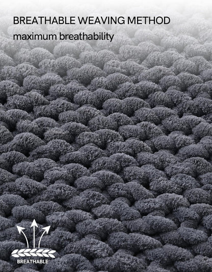 YnM Chunky Throw Blanket, Medium-Weight, Hand Knitted with Chenille Yarn, Skin Friendly, Ventilated and Breathable, Machine Washable, Home Décor Piece for Couch, Sofa and Bed (Lava Grey, 50x60 Inch)