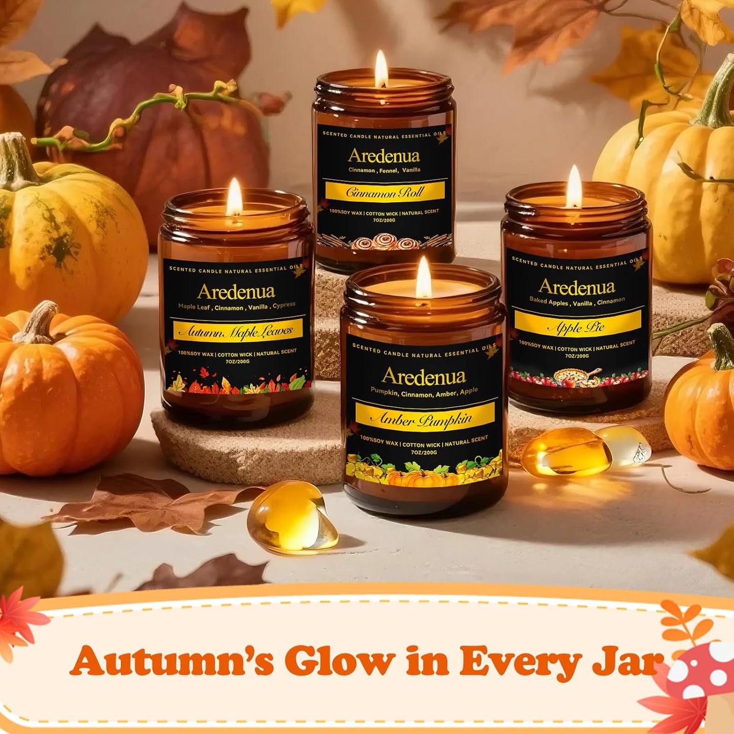 Fall Candles - Vintage Pumpkin Candle | Halloween Candles Pumpkin Scented, 7oz Autumn Soy Candle for Home Scented, 50 Hours Burn Time, Halloween Fall Thanksgiving Gifts for Women Men