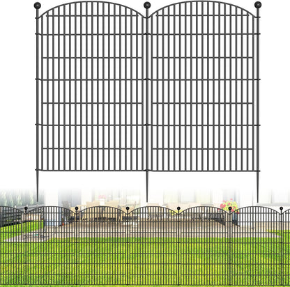 No Dig Decorative Garden Fence 8 Panels, 48 in (H) x 20.8 ft (L), Dog Fence Outdoor for Yard, Rustproof Metal Animal Barrier Ground Stakes Fencing for Garden, Patio, Flower Bed