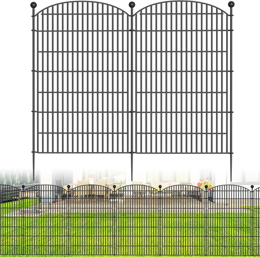 No Dig Decorative Garden Fence 8 Panels, 48 in (H) x 20.8 ft (L), Dog Fence Outdoor for Yard, Rustproof Metal Animal Barrier Ground Stakes Fencing for Garden, Patio, Flower Bed