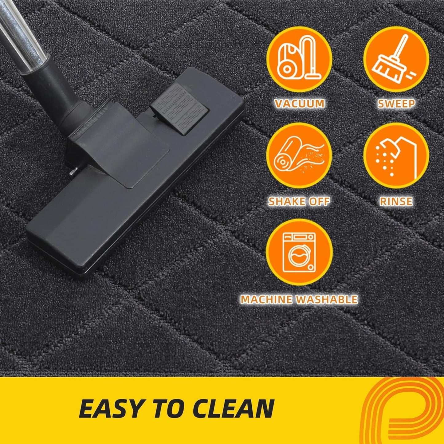 JSEI Dirt Trapper Door Mat 20"x32", Non-Slip Washable Entryway Mats, Dog Door Mat, Stain Resistant and Absorbent Floor Mats, Low Profile Welcome Mat for Front Back Door, Dark Grey