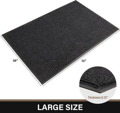 Large Front Door Mat, 72" x 36" Durable Front Doormat, Heavy Duty Large Welcome Door Matt for Home Entrance, No Slip Rubber Low Profile Door Mats for High Traffic Area