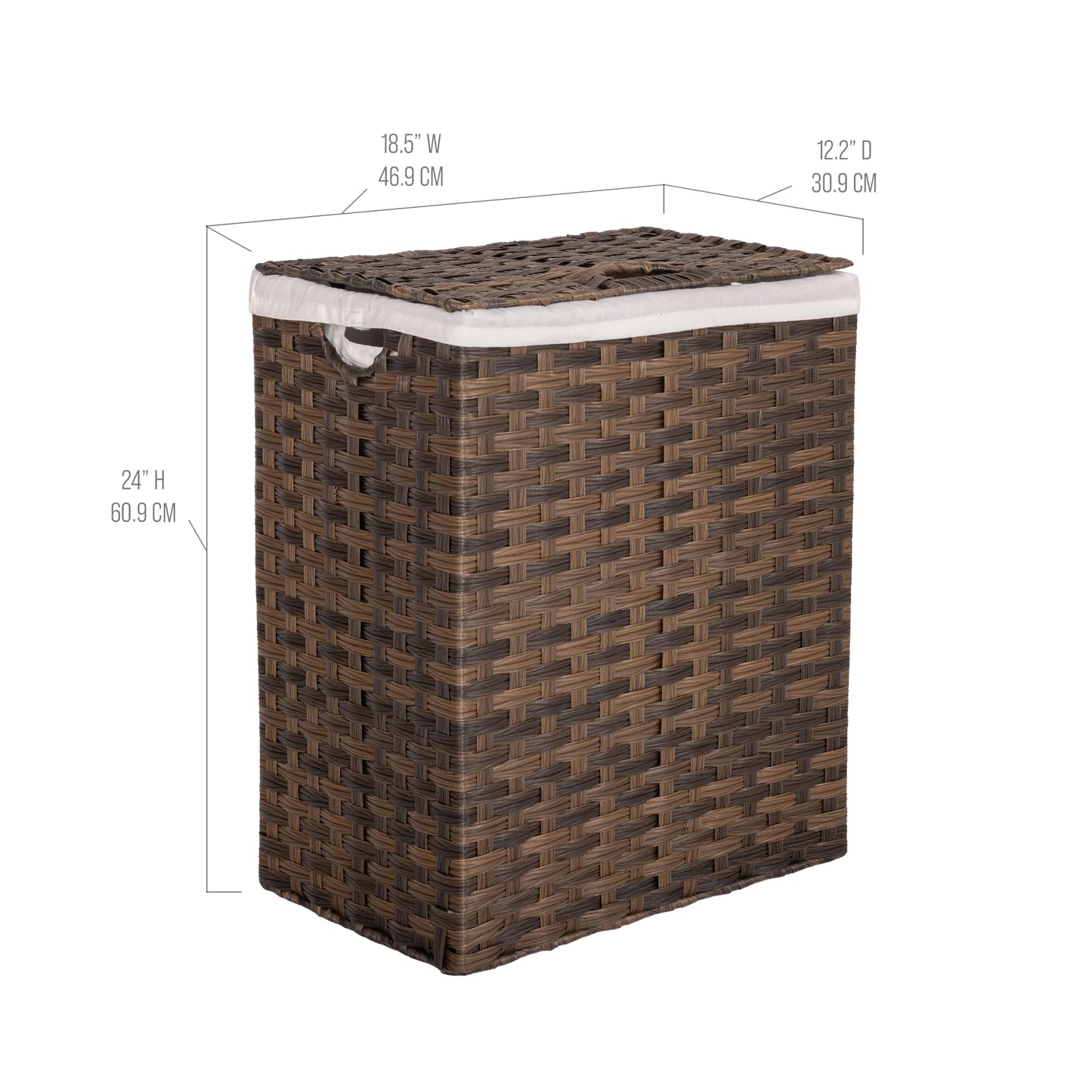 Seville Classics Premium Handwoven Portable Laundry Bin Basket with Carrying Handles, Household