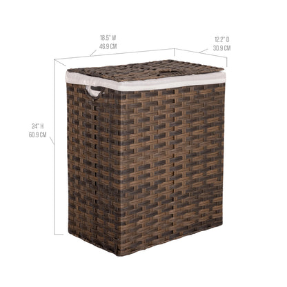 Seville Classics Premium Handwoven Portable Laundry Bin Basket with Carrying Handles, Household
