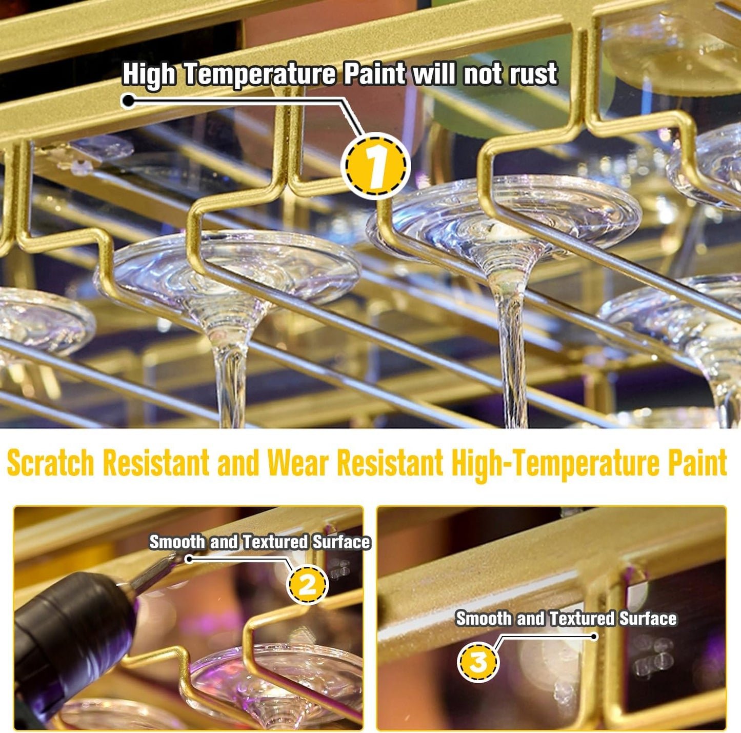 Ceiling Wine Rack&Hanging, Adjustable Hanging Wine Rack with Acrylic Board for Bar Cafe Kitche, 31.5''x13.8'' Iron Hanging Wine Glass Racks, Wine Bottle, Goblet Stemware Rack, Mug Rack-Gold