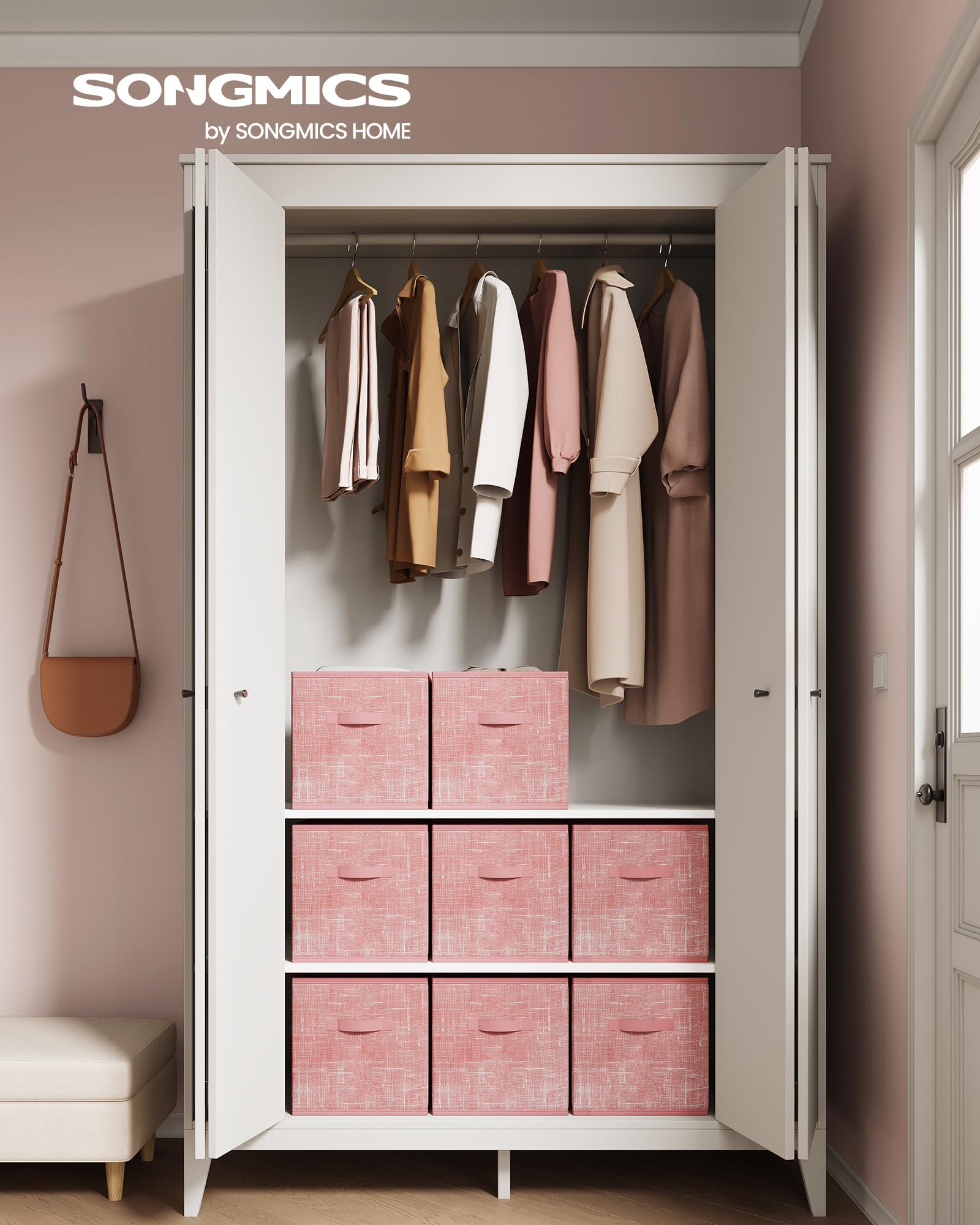 SONGMICS Storage Cubes, Set of 8, 13-Inch Foldable Closet Organizers