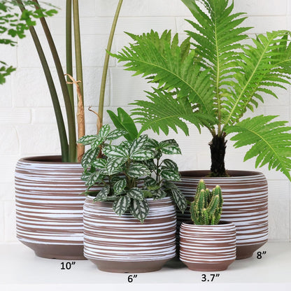 10 Inch Ceramic Plant Pot with Drainage – Large Flower Pot for Indoor Outdoor Plants, Modern Decorative Planter for Patio, Balcony, Garden, or Home Decor