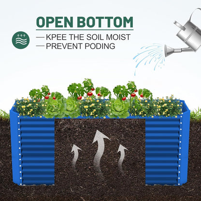Land Guard 6x3x3ft Rectangular Galvanized Raised Garden Beds, Large-Capacity Metal Planter Box Outdoor, Durable Deep Raised Garden Bed 3ft Tall, Raised Beds for Gardening Vegetables, Royal Blue