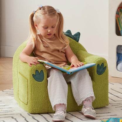 ALIMORDEN Animal Series Kid's Chair, Ultra-Soft Comfy Foam Filled Toddler Sofa Chair, Cute Animal-Shaped Design Toddler Couch, Lightweight Birthday for Baby Boys & Girls (Dinosaur)