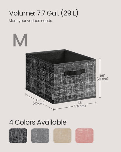 SONGMICS Storage Baskets, Set of 3, Foldable Closet Organizer for Shelves