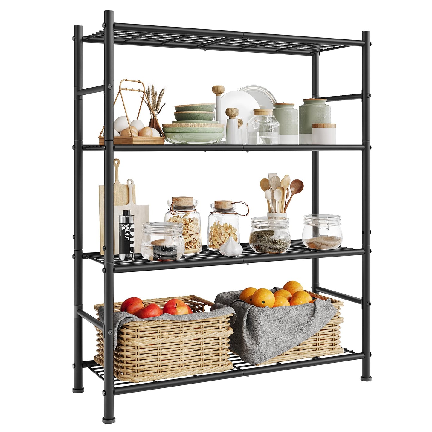 SONGMICS 4-Tier Storage Shelves, Steel Wire Shelving Unit, Easy Assembly Organizer Rack, 31.5 x