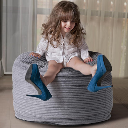 Dual-Size Corduroy Footrest with Hidden Zipper – Ergonomic Memory Foam Ottoman Poufs for Office Desks, Couches & Delicate Floors, Dark Gray 20"x 15"