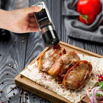 Yangbaga 24Pcs Glass Spice Jars with Labels-4OZ Wood Lid Square Spice Containers with Pepper Grinder Lids &Funnel,Seasoning Jars for Rack Cabinet Drawer