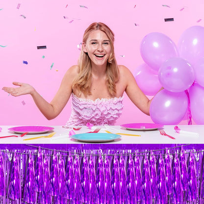 3P Purple Foil Fringe Metallic Tassel Streamers Banner Tassel Garland for Parade Floats, Bachelorette, Wedding, Birthday, Halloween, Christmas, Bridal/Baby Shower Party Decorations