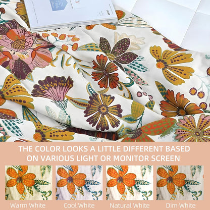 Boho Throw Blanket for Bed - 100% Pure Cotton Ultra Soft Rustic Quilt - Farmhouse Decor Bed Blankets, All Season Rustic Throw for Sofa Couch Chair(91''x 98'', Floral Blossom)