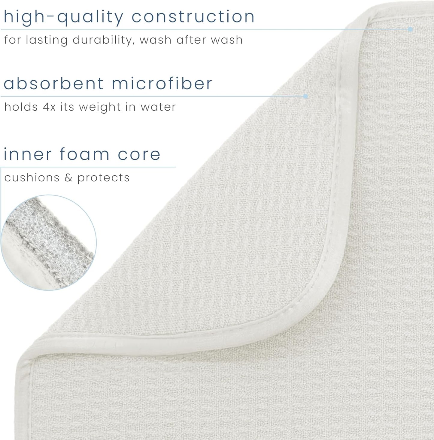 S&T INC. Dish Drying Mat, 16” x 18”, Absorbent Microfiber Kitchen Counter Mat, Dish Drying Pad for Dishes, Utensils, Pots and Pans, Large, Cream