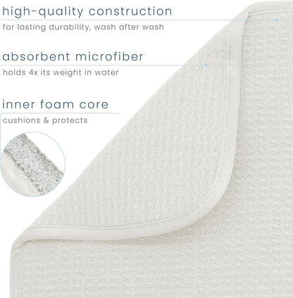 S&T INC. Dish Drying Mat Jumbo, 18” x 30”, Absorbent Microfiber Kitchen Counter Mat, Dish Drying Pad for Dishes, Utensils, Pots and Pans, Jumbo, Cream