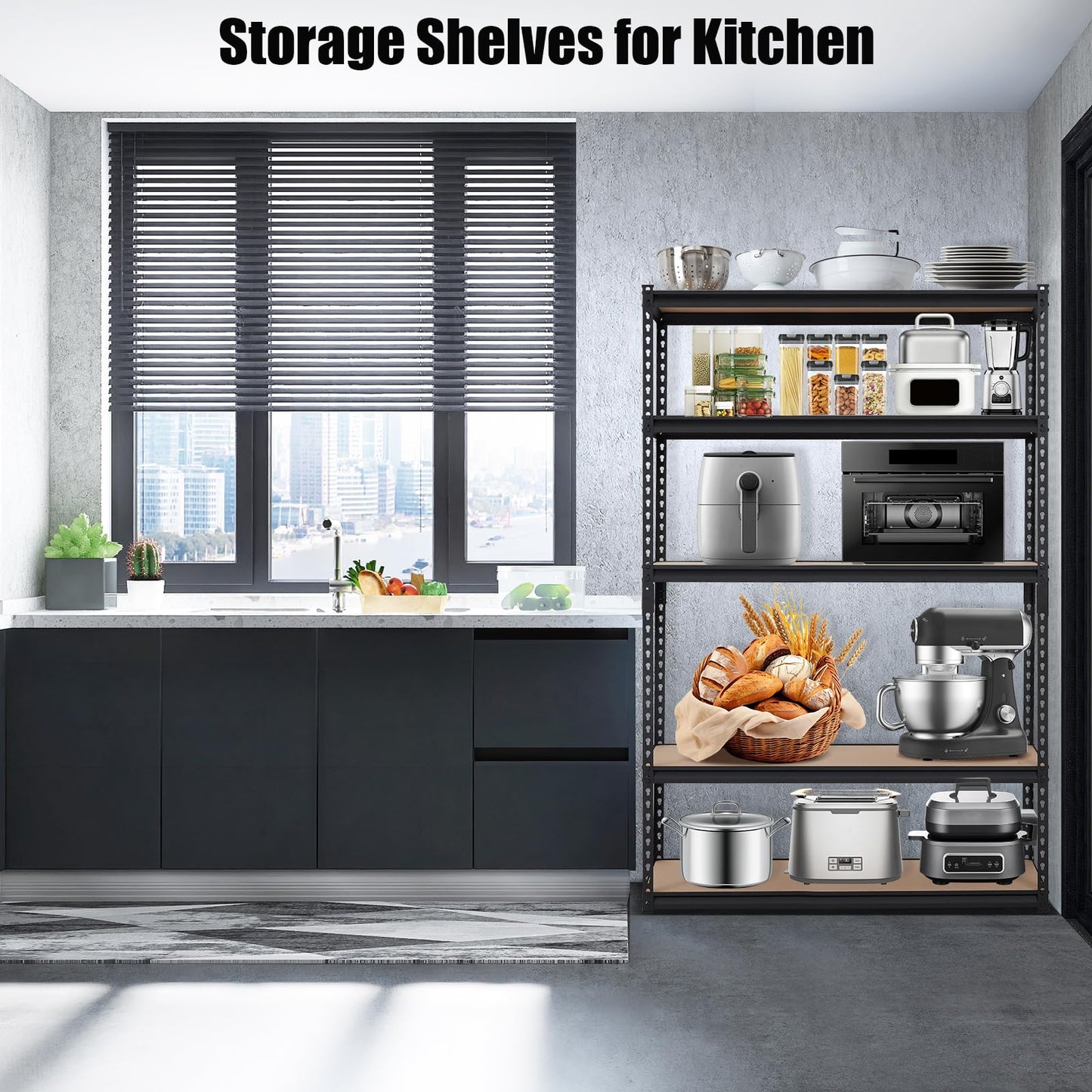 GarveeHome Heavy Duty Storage Shelves - 5 Tier 48 * 24 * 72 in, Adjustable Garage Storage Shelving
